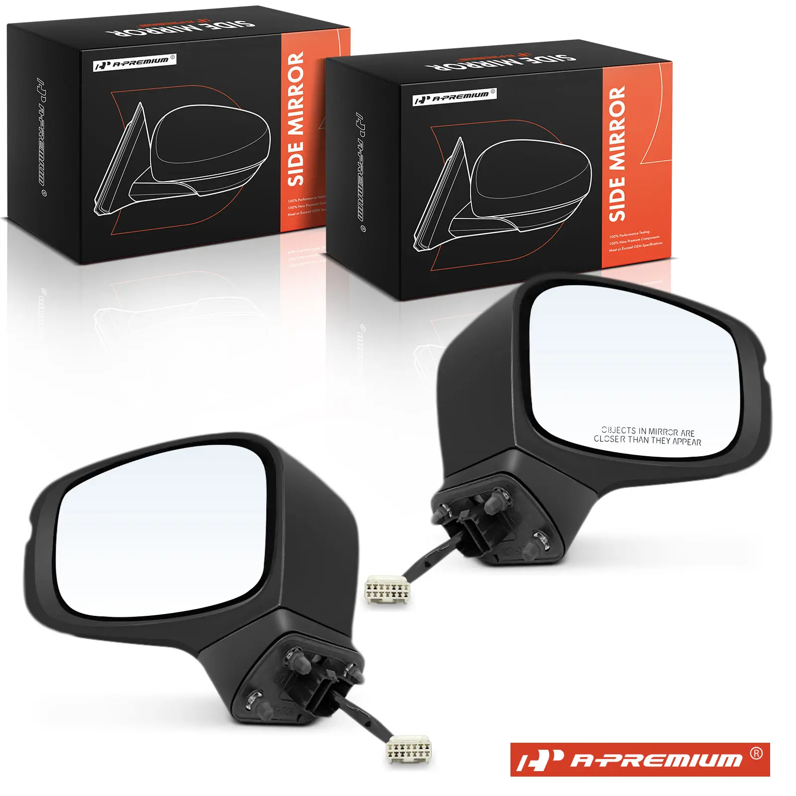 A-Premium Pair Power Door Mirror for Honda Odyssey 2018-2023 Manual Folding Turn Signal Light Heated Smooth Black