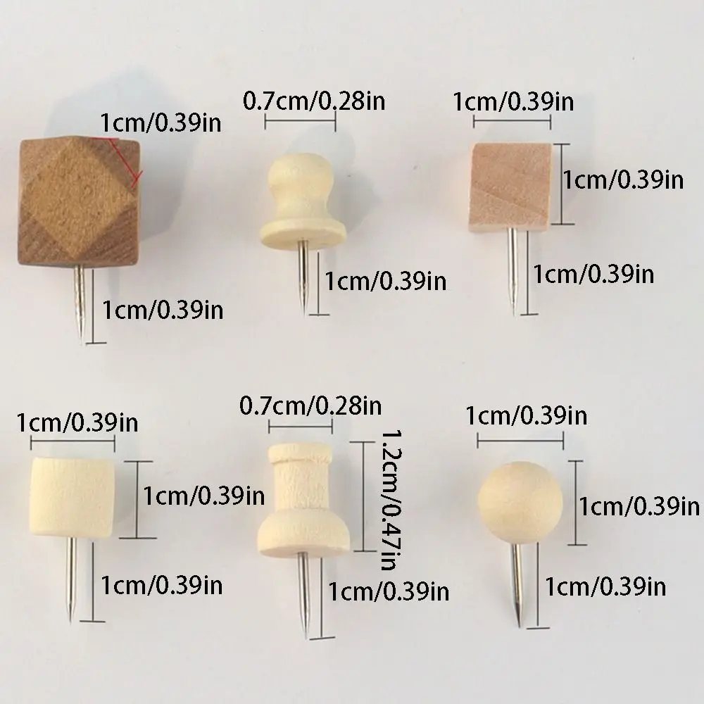 128Pcs 간단한 크리 에이 티브 나무 푸시 핀 3D DIY 기하학적 모양 Pushpins 다기능 재사용 가능한 장식 스터드 편지지