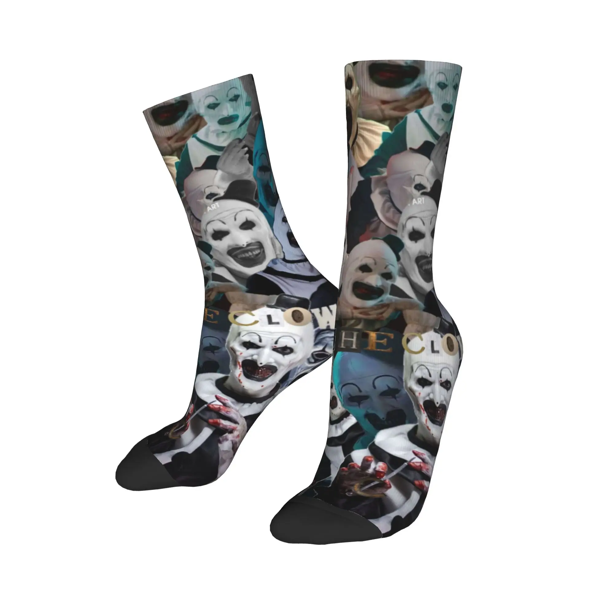 테리파이어 호러 콜라주 양말 미끄럼 방지 스타킹 남성용 편안한 야외 양말 겨울 레저 프린트 양말