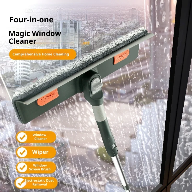 Household Extended Telescopic Pole Glass Cleaner Multi-Piece Window Wiper & Squeegee