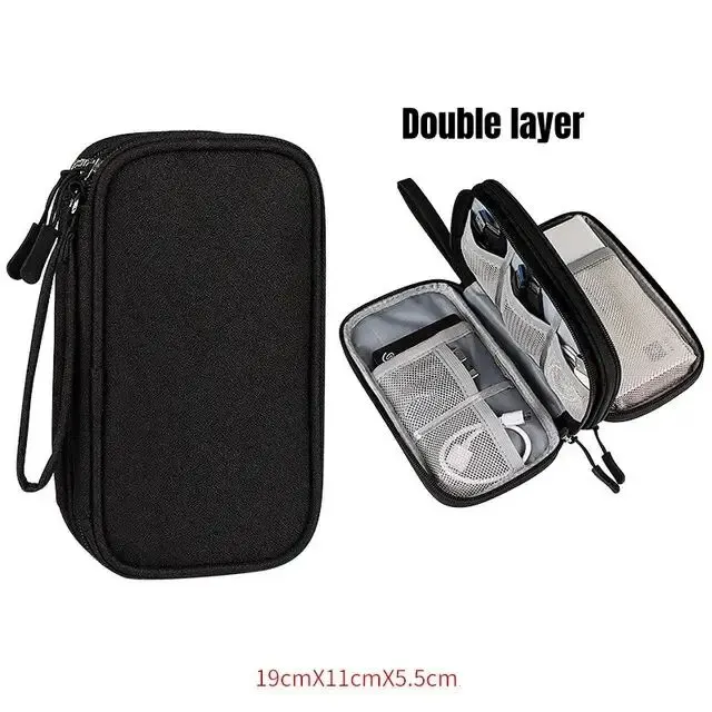 1Pc NIEUWE Reisorganisator Tas Kabelopslag Organisatoren Pouch Draagtas Draagbare Waterdichte Dubbele Lagen Opbergzakken Kabelsnoer
