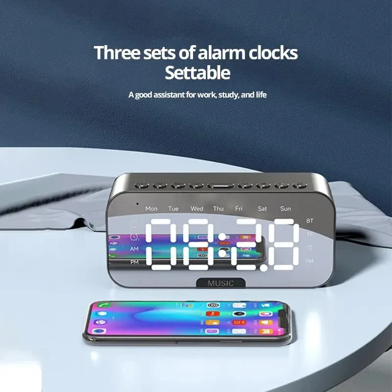LED Digital Alarm Clock - Suitable for Bedroom and Office Decoration, with Temperature Display and FM Radio Function