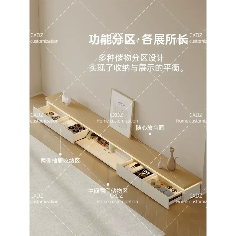 Modern Minimalist Cream Style Floor to Ceiling TV Cabinet for Living Room Advanced Sense Log Design Customizable 2026 New