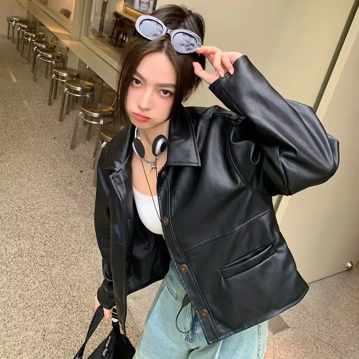 

Bomber Jackets Womens Jacket Ladies Winter Faux Fur Fur-Collar Furry Fuzzy Plush Feminine Softshell Embroidery Gentle Knitted OL