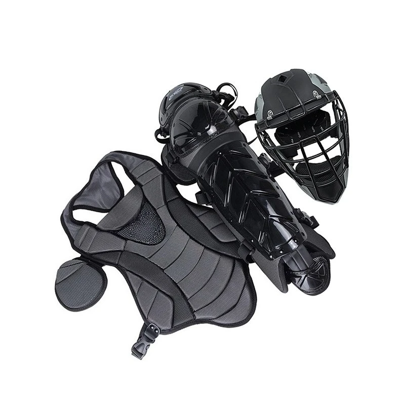 Baseball catcher protective gear set three-piece S size simple black outdoor baseball ball sporting goods factory supply