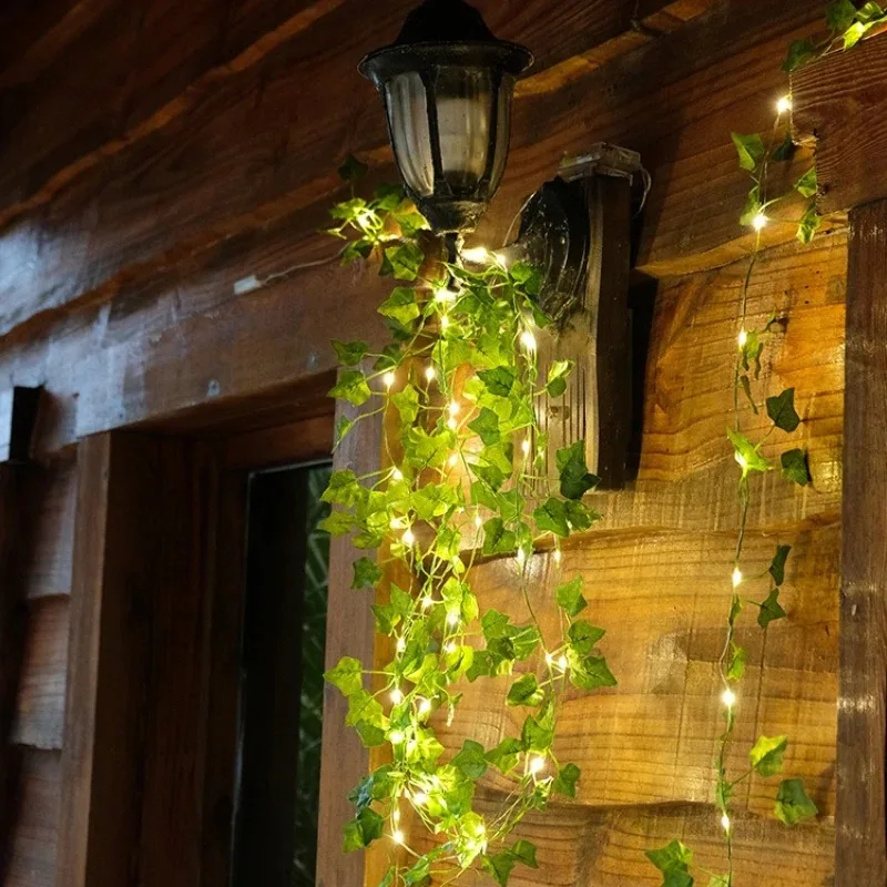 Stringa di luce fata a foglia verde a LED solare 50-150 LED impermeabile per esterni per la decorazione della ghirlanda dell'albero di Natale della festa nuziale