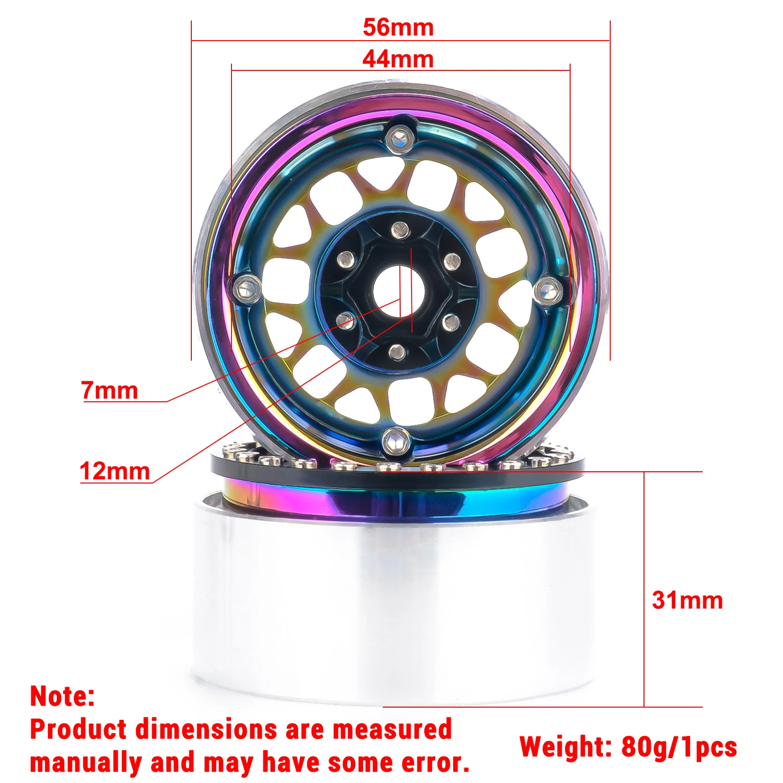 PYFORE 1.9In Climbing Wheel Hub 4PCS Tires 56x31mm 12mm Hexagonal Connector for 1/10 1/8 RC Model Car Crawler Accessories
