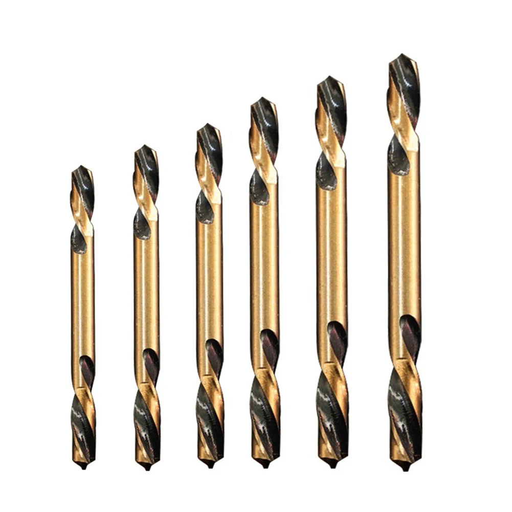 6Pcs HSS Auger Bohrer Bits Doppel-headed Bit 3mm 3,5mm 4mm 4,5mm 5mm 6mm Kopf Für Edelstahl Eisen Aluminium Bohren Werkzeuge
