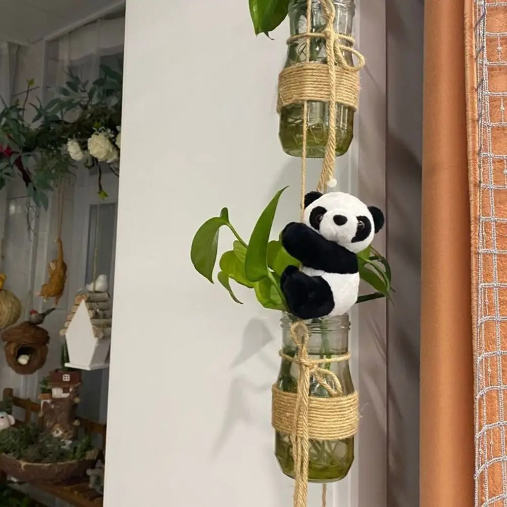 Preto branco decoração de casa planta vaso ornamento cortina braçadeira boneca de pelúcia mini abraçando panda clipe brinquedos animais de pelúcia