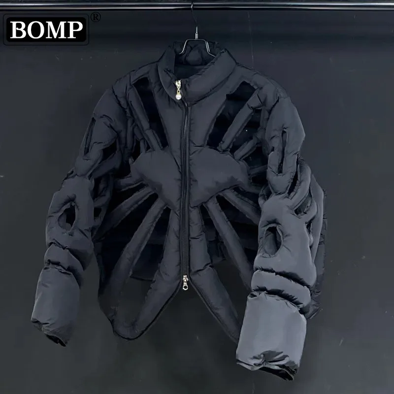 [BOMP] Vest Jacket Sleeveless Hollow Out Niche Zipper Contrast Color Streetwear Male Tops