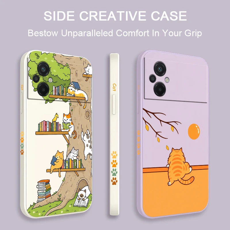 Cartoon Animal Cat Phone Case For Xiaomi Poco F8 Ultra F7 F6 F5 Pro F4 F3 Drop Resistant Soft Silicone Protective Cover carcasas