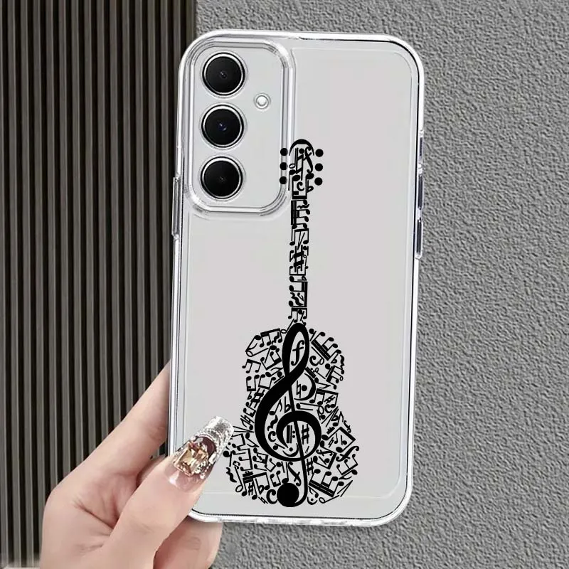 Creative Guitar Design Phone Case For Samsung Galaxy S25 S24 S23 S22 S21 S20 S10 Lite Plus FE Edge TPU 5G Transparent