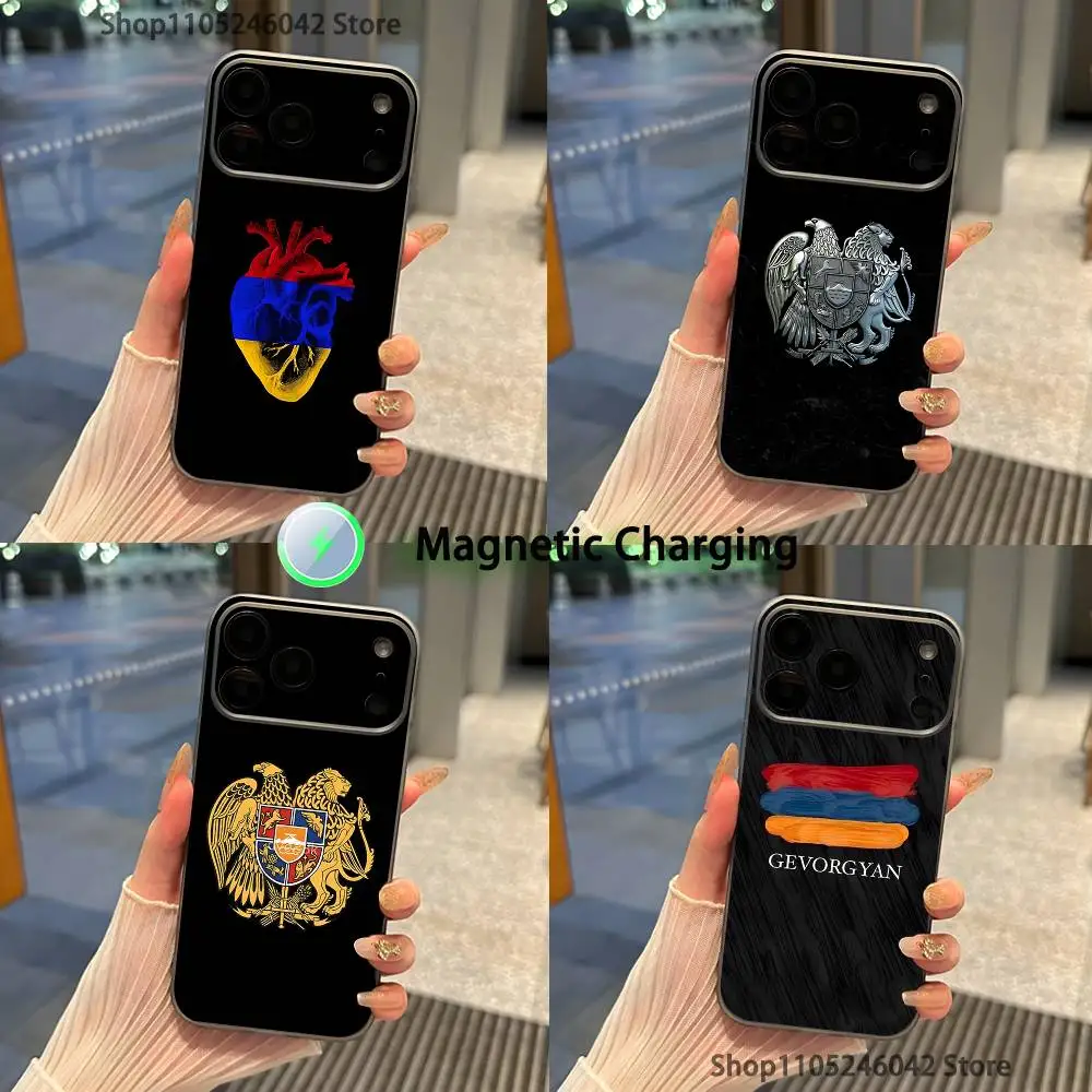 

Флаг Армении Паспорт ART для iPhone 17,16,15,14,13,12,11,Pro,Max,Plus Прозрачный серый чехол для телефона с магнитной беспроводной зарядкой