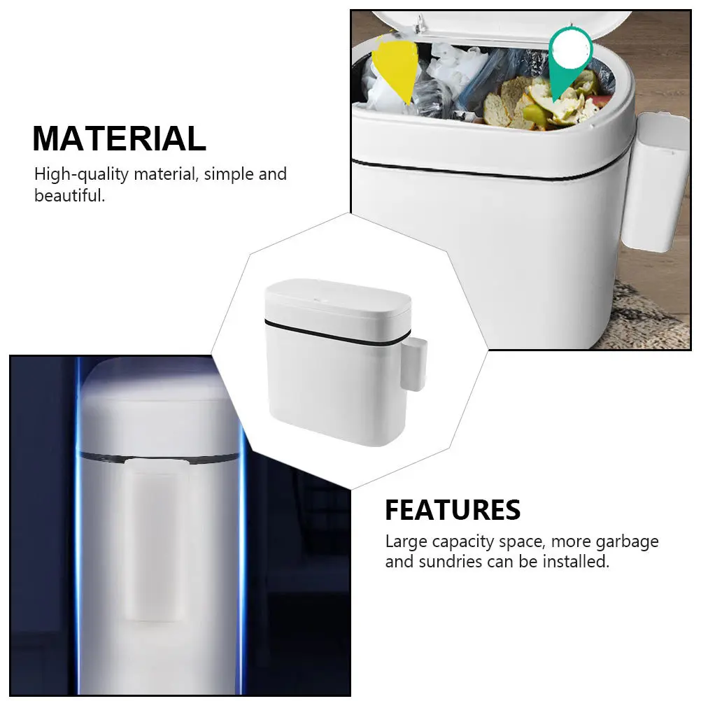

Waste Trash Slim Rubbish Storage Bin Trashcan Garbage Mini Basket Cans Bathroom Restroom with Cover