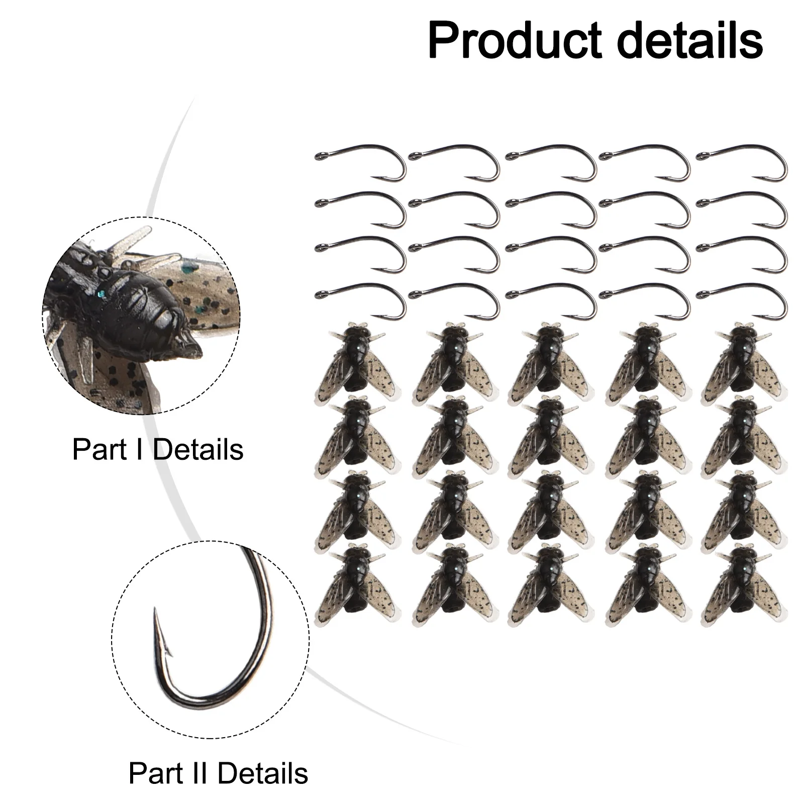 20pcs Fly Soft Bait Horse Curved Mouth Wild False Bait Biomimetic Fly Can Be Used To Catch Upmouth Bass Fishing Lures Accessory