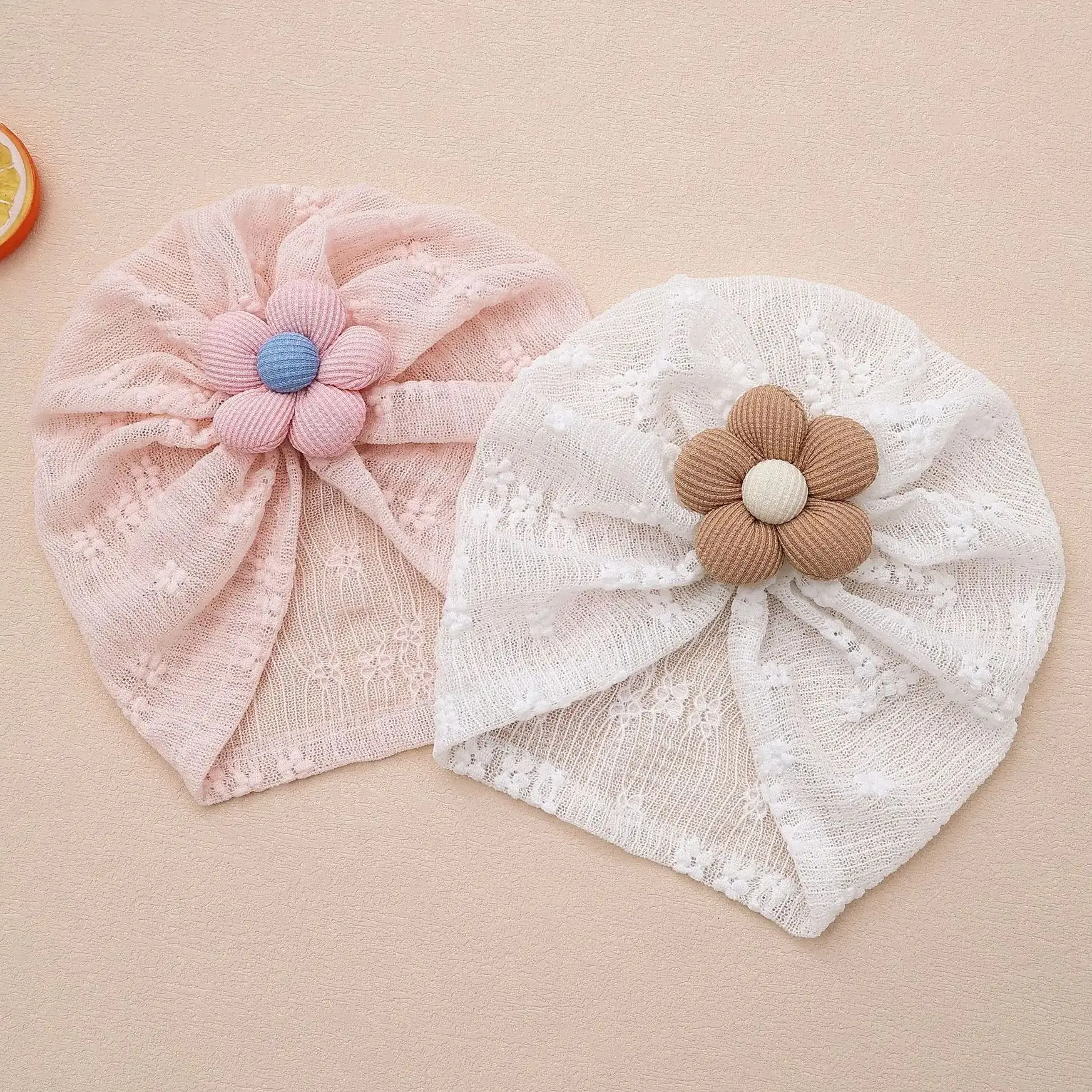 

Lovely Flower Knitted Baby Hat Cute Solid Baby Girls Boys Hat Turban Soft Infant Cap Pillow Beanies Head Wraps Hair Accessories