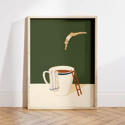 Abstract coffee wall canvas printing good morning coffee wall art poster for modern living room bedroom kitchen and home decor