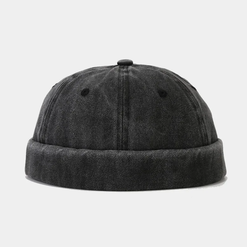 Einfarbig Gewaschen Docker Beanie Brimless Cap Mode Hip Hop Männer Schädeldecke Einfarbig Manschette Docker Fischer Mützen Straße Hüte – Detail 18