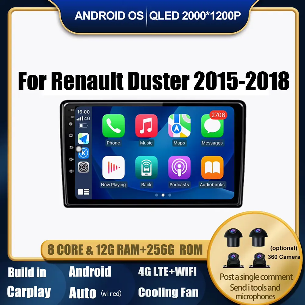 

Android 14 Car Radio For Renault Duster 2015 2016 2017 2018 Android Auto Multimedia Player Stereo 4G WIFI Carplay DVR Bluetooth