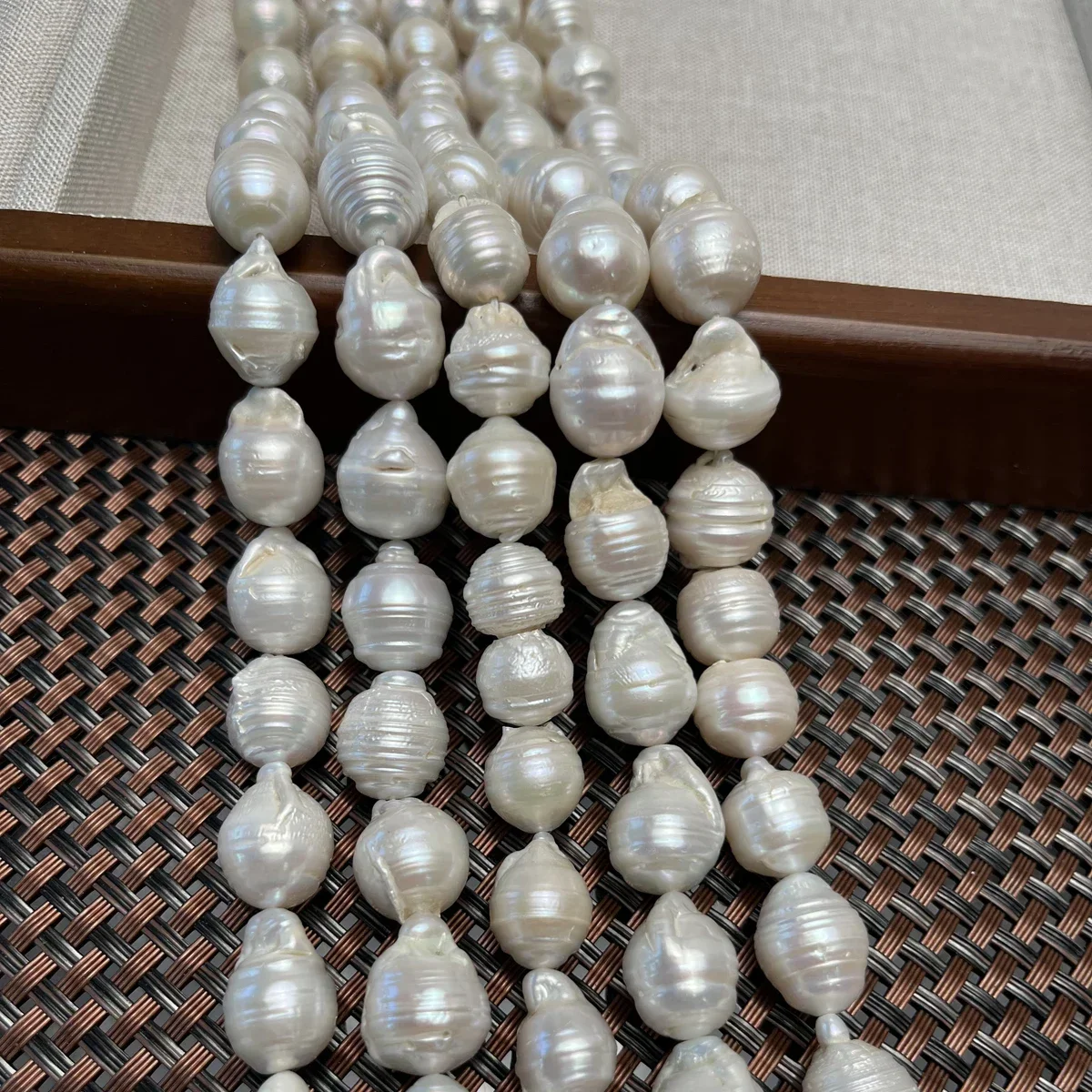 

12-15mmAAAA Natural Freshwater Big Baroque Threaded Pearl Bead Jewelry Make Gift DIY Necklace Bracelet Accessories Wedding Women