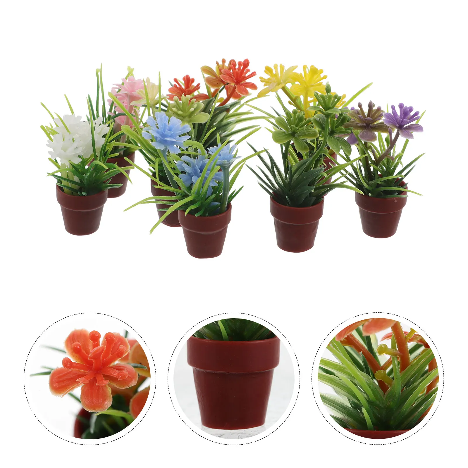 ต้นไม้จิ๋วในกระถาง 8 ชิ้น ไมโครบอนไซเทียม สำหรับตกแต่งสวนบ้านตุ๊กตา ต้นไม้ปลอมขนาดเล็ก วัสดุเรซิ่น สำหรับตกแต่งโต๊ะ