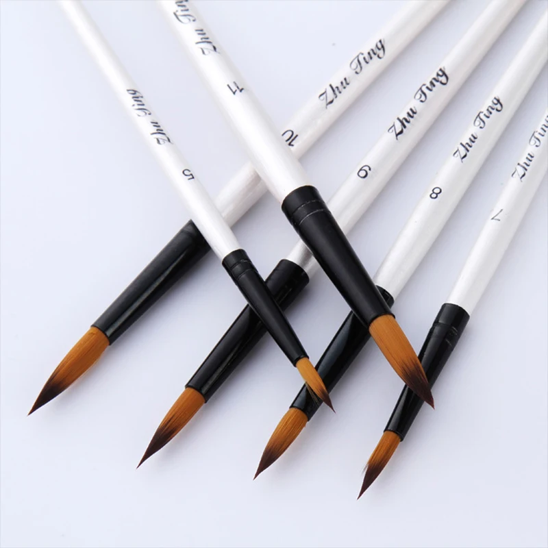 12 pcs/set Nylon Hair Wooden Handle Watercolor Paint Brush Pen Set Learning DIY Oil Acrylic Painting Art Paint Brushes Supplies