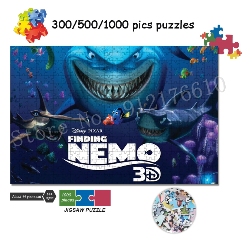 

300/500/1000 Pics Jigsaw Puzzles Finding Nemo Disney Movies Birthday Diy Gift Decompression Jigsaw Game Toys Art Home Decoration