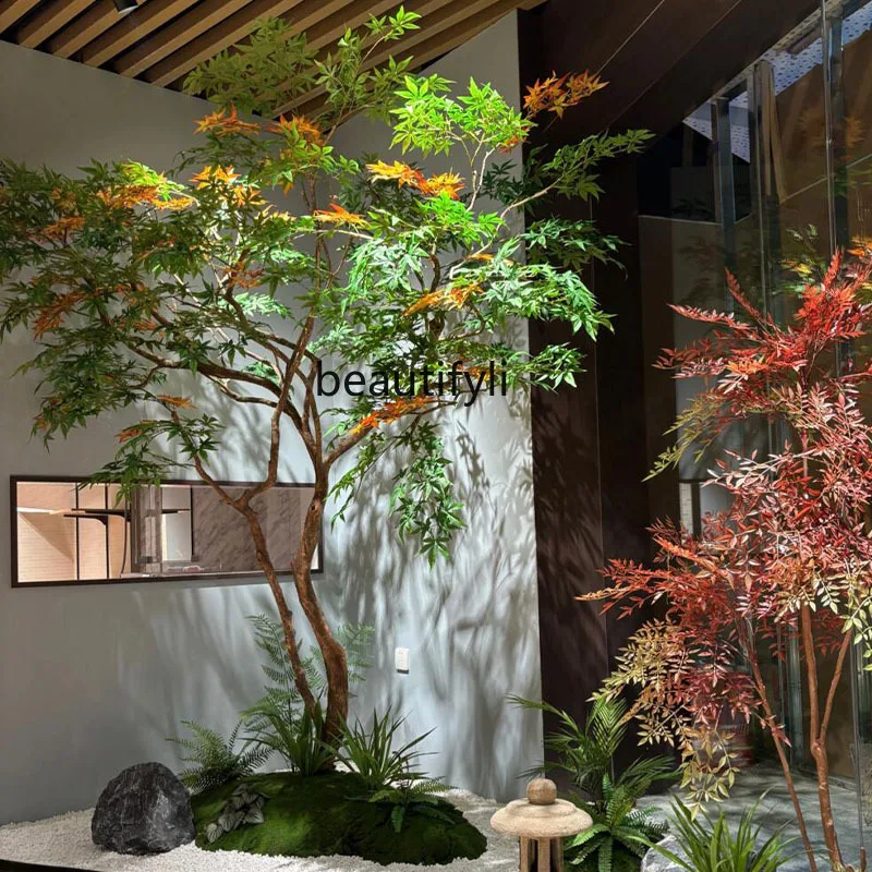 

Simulation green maple fake tree landscape window soft landscaping plant combination green plant decorative ornament