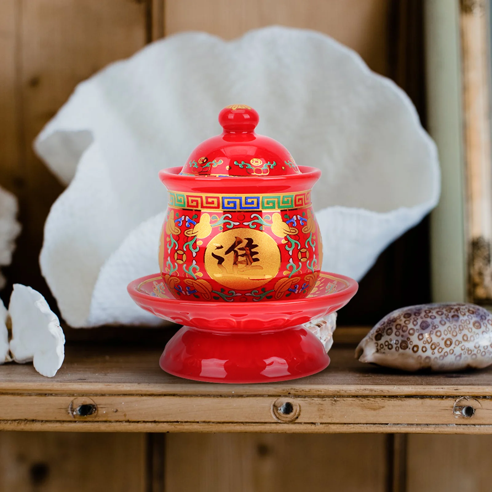 

Buddha Ceramic Offering Water Cup Exquisite Buddhist Tribute Cup Temple Worship Supplies Carved Pattern Home Decoration