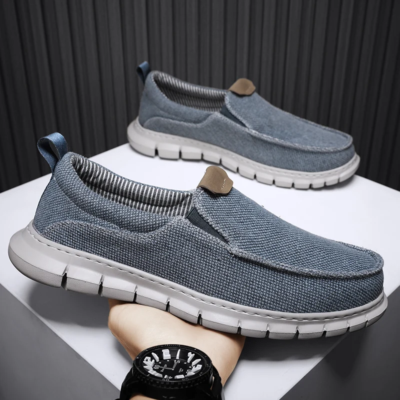 New Men Canvas Shoes Fashion Men's Casual Shoes Light Non-slip Loafer Washed Denim Flat Shoes Outdoor Sneakers Vulcanized Shoes