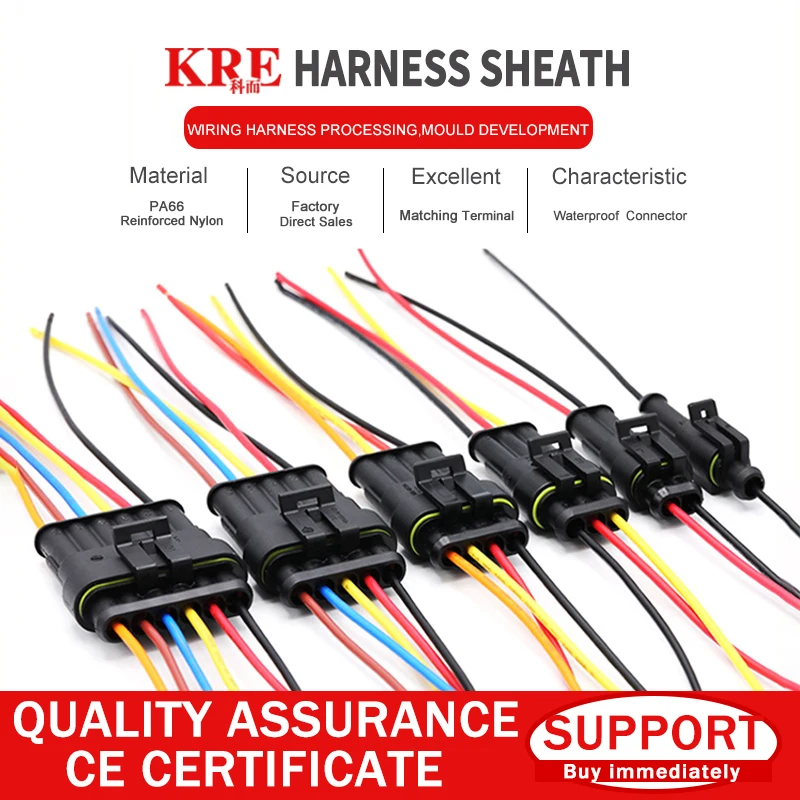 

KRE 1/5/10 AMP 1P 2P 3P 4P 5P 6P Waterproof Auto Connector Male Female Plug With Wire Cable Harness for Car Motorcycle