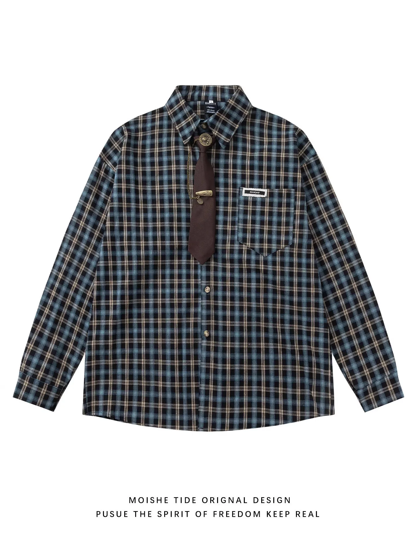 

Casual Plaid Long Sleeve Men's Shirt Autumn Winter Loose Versatile Couple's Checkered Button-Up Fashionable Durable