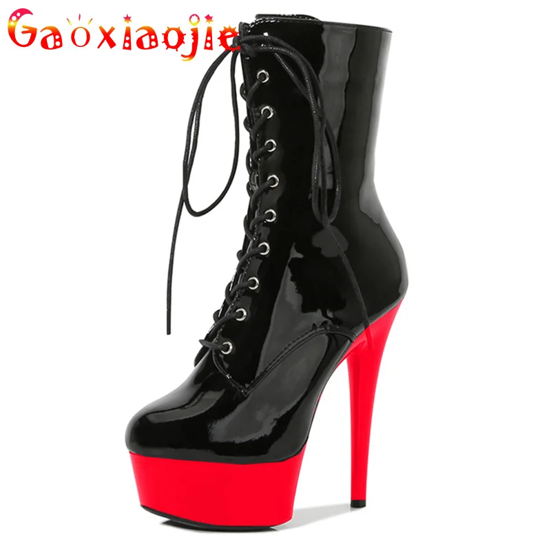 Scarpe da passerella Sexy 2022 tacchi a punta tonda spogliarellista Pole Dance Platform ologramma stivaletti da donna 15cm stivali da donna romani