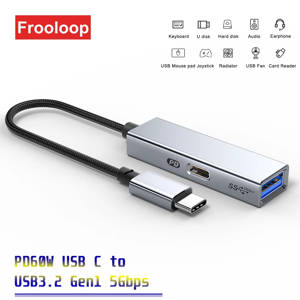 5Gbps PD 60W typ C do USB 3.2 Gen1 OTG Adapter do iPhone 15 iPad Pro Samsung S24 S23 Xiaomi Tablet PC zewnętrzny konwerter USB-C