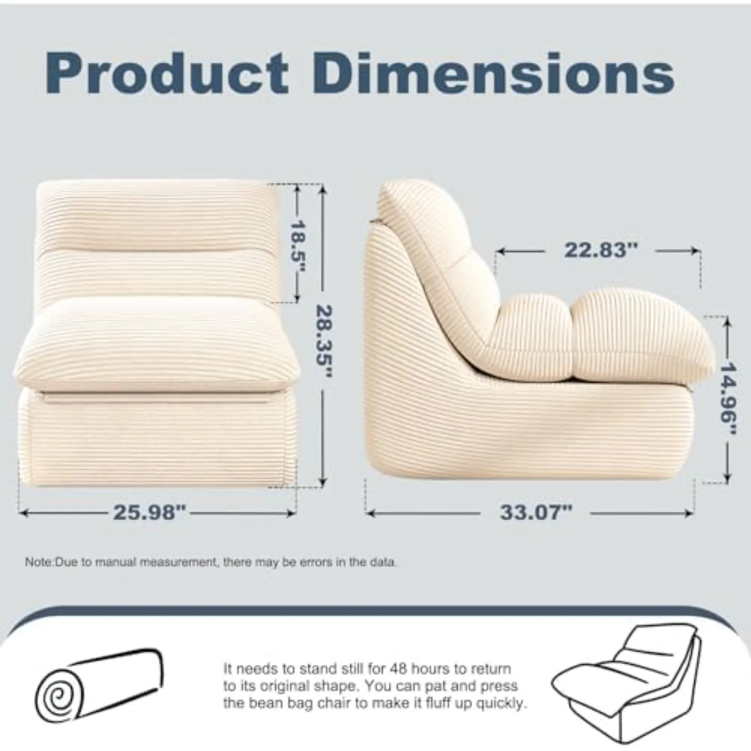 Chair, Double-Layered  Chair for Adults, Comfortable Memory Foam  Sofa, Corduroy