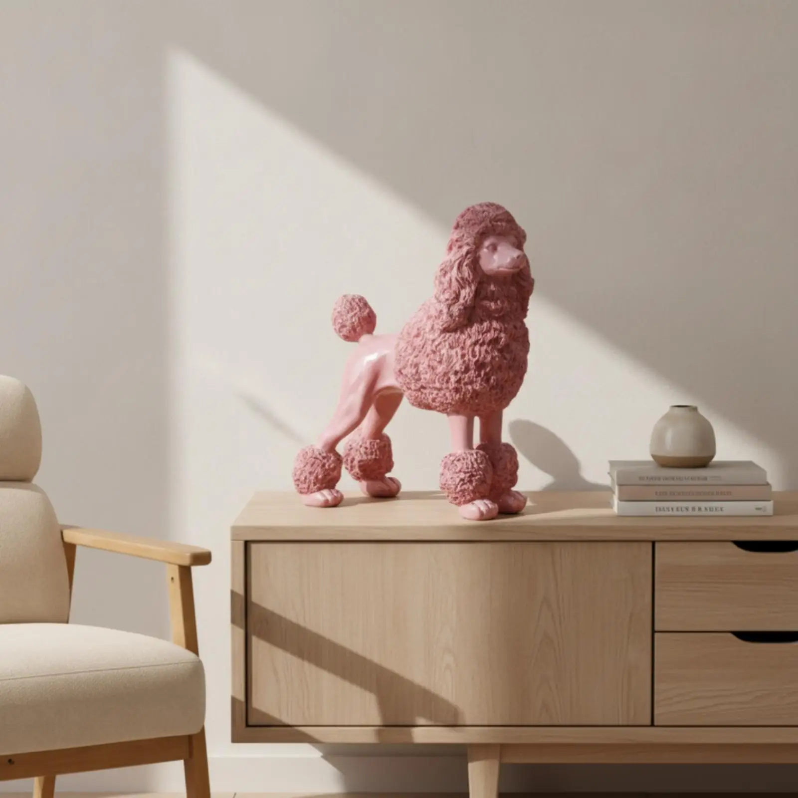 Standing Poodle Sculpture Tabletop Poodle Figurine Resin Dog Statue for Living Room, Entryway, Bookshelf