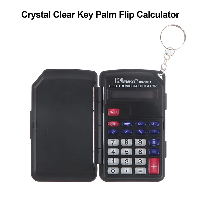 Protable Digit Calculator Pocket Size Mini Plastic 8 digits Electronic Mini Calculator Keychain Office Supplies