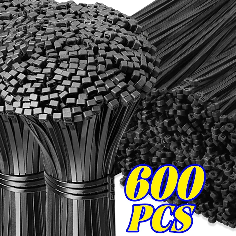 600/300/100PCS Nylon Self-locking Cable Ties Protable Cable Organizers Fastening Loop Adjustable Wire Management Cord Zip Ties