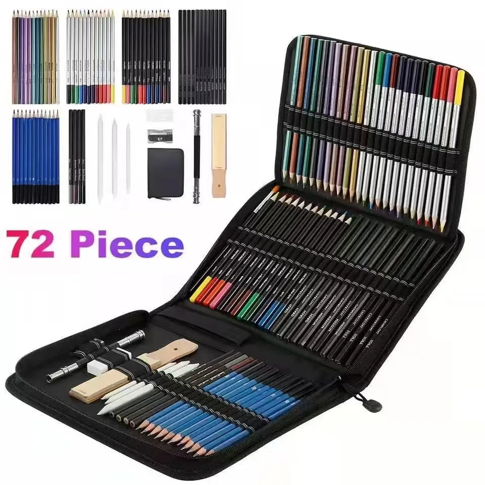 72pcs Drawing Sketching Pencil Art Painting Set Tools for Professionals or Beginners Art Supply Box Pacakge Gift Supply