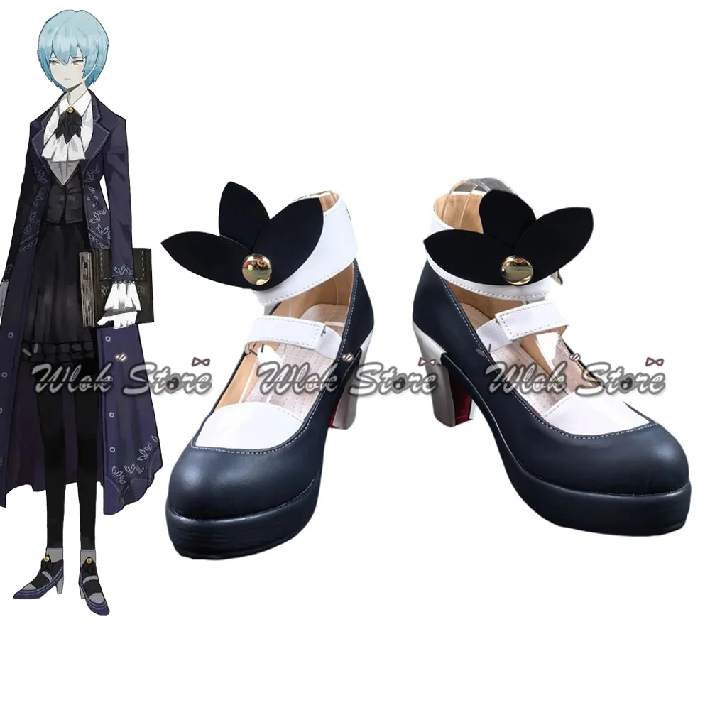 Jogo biblioteca de ruina angela cosplay sapatos 8cm saltos azuis mulheres homens festa de halloween carnaval role play sapatos