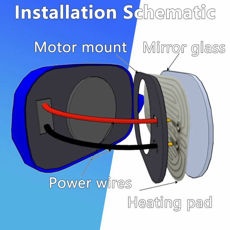 DC 12V Car Side Mirror Glass Heating Element / Rearview Mirror Heating Pad Quick Remove Fog/Rain/Frost