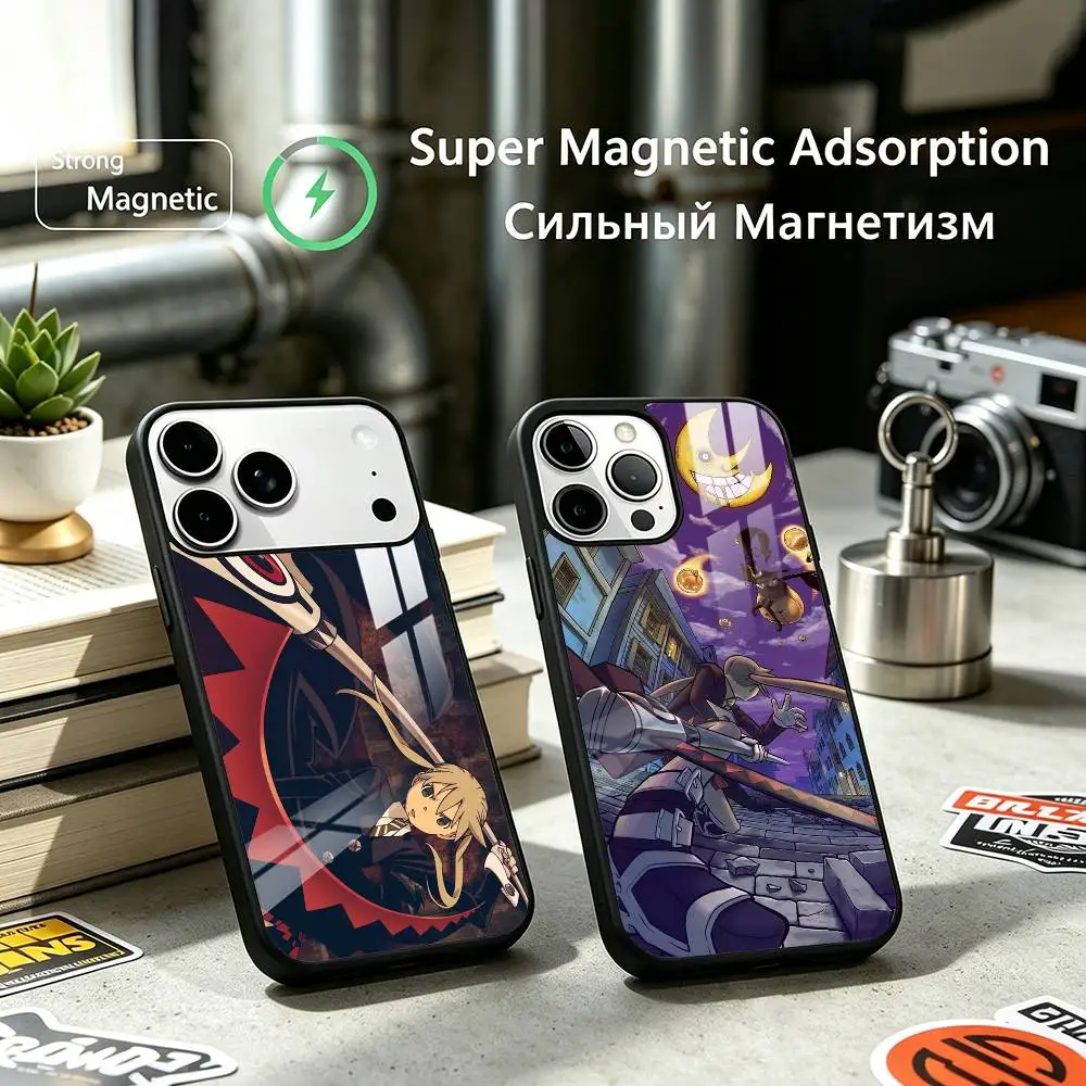 Anime Maka A-Albarn Soul E-Eater Phone Case For iPhone17,16,15,14,13,12 Plus,Pro Allows magnetic wireless charging