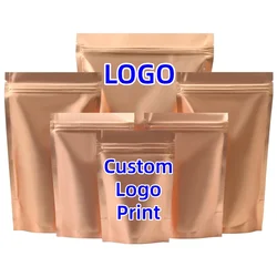 Wholesale 100pcs Matte Gold Aluminum Foil Zip Lock Packaging Bag Heat Sealing Bronze Pet Food Nail Powder Kitchen Spice Pouches