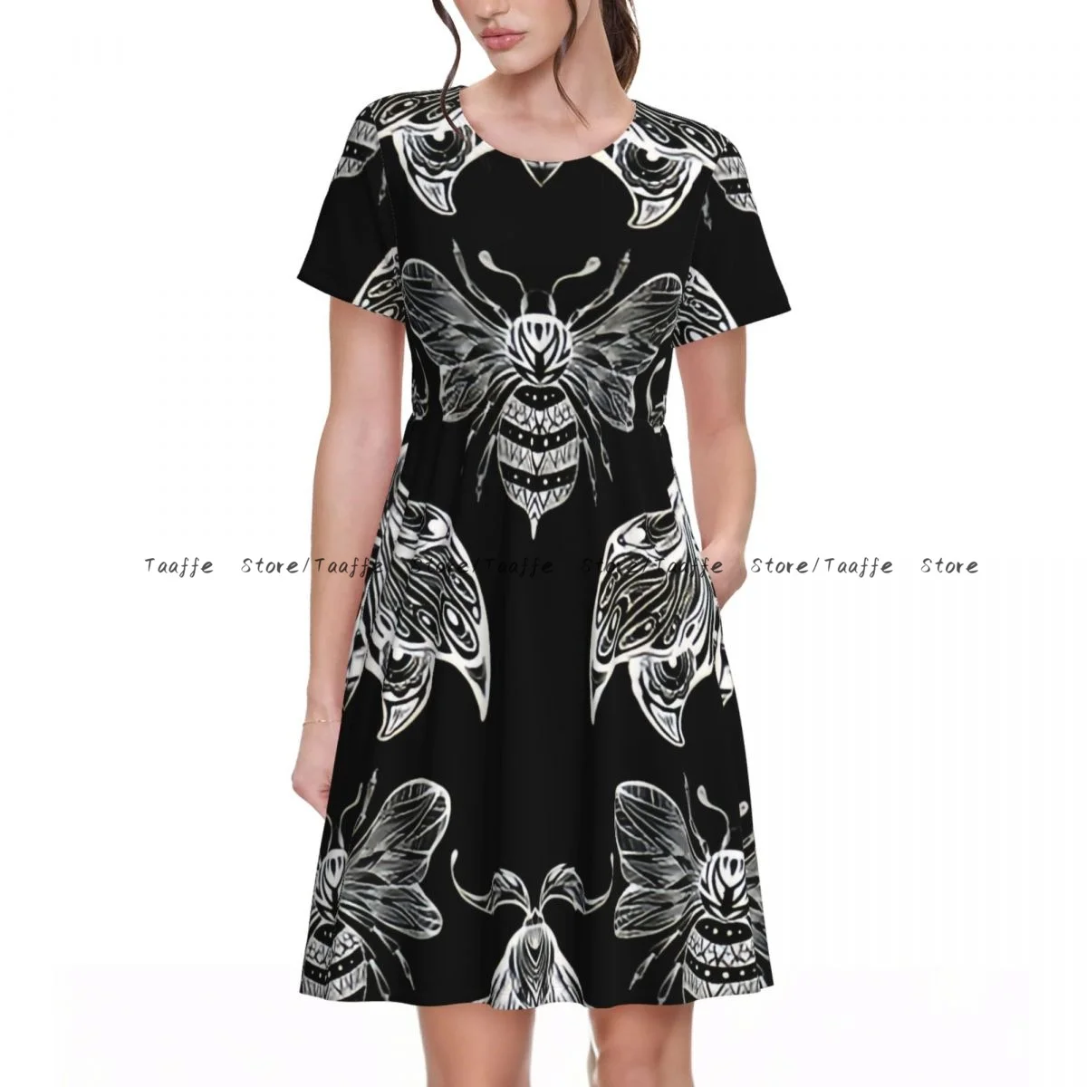 Abito casual elegante da donna Boho Bee And Moth maniche corte Abiti larghi Vacanza del fine settimana