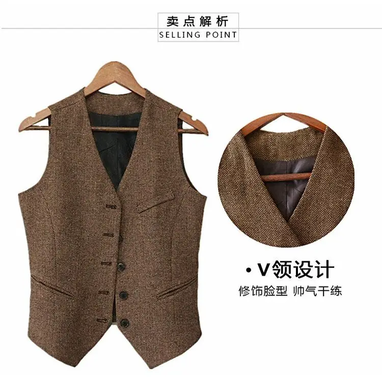 Vintage Tweed Rijvest Dames V-hals Single Breasted Mouwloze Blazer Jassen Uitloper Corset Tank Tops Rijden Cami