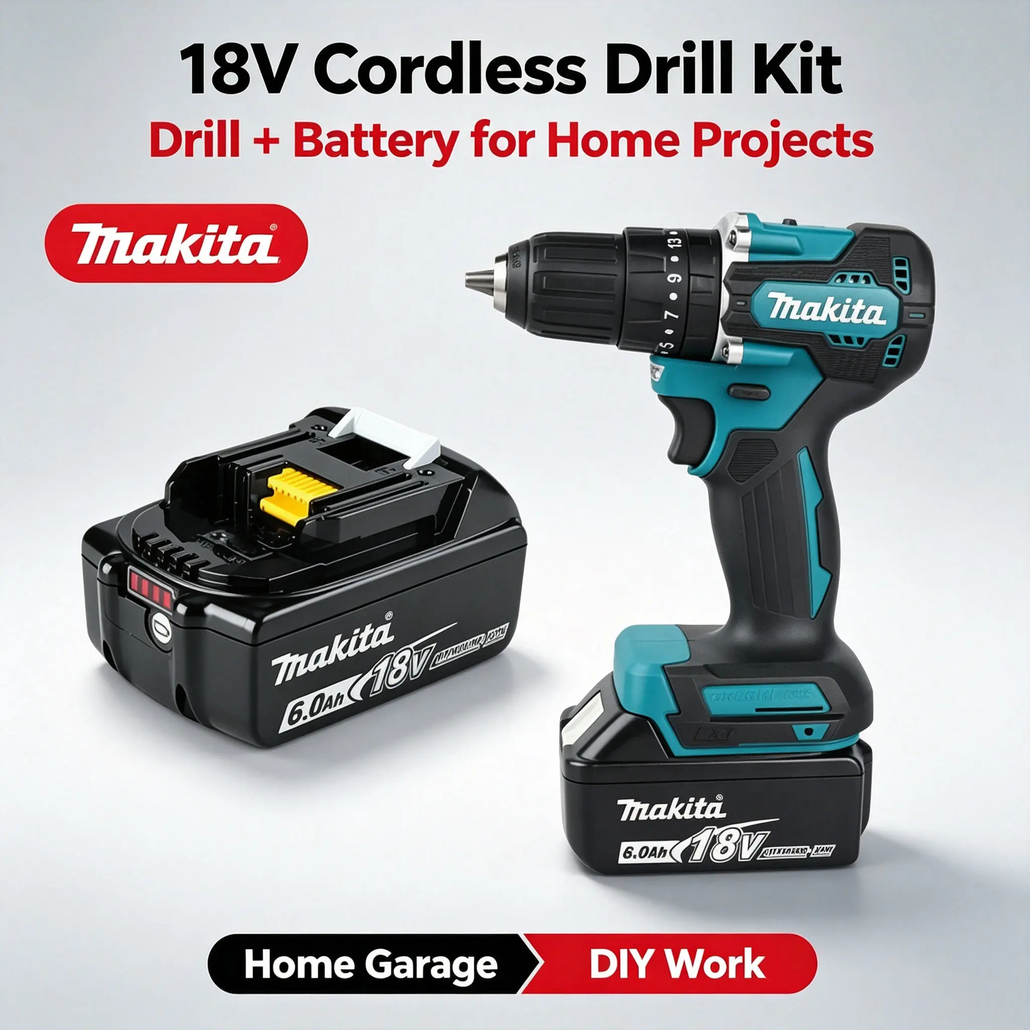 Taladro inalámbrico Makita 18V LXT, modelo DDF487, con motor sin escobillas y alto par de torsión + batería de litio BL1860B BL1840.