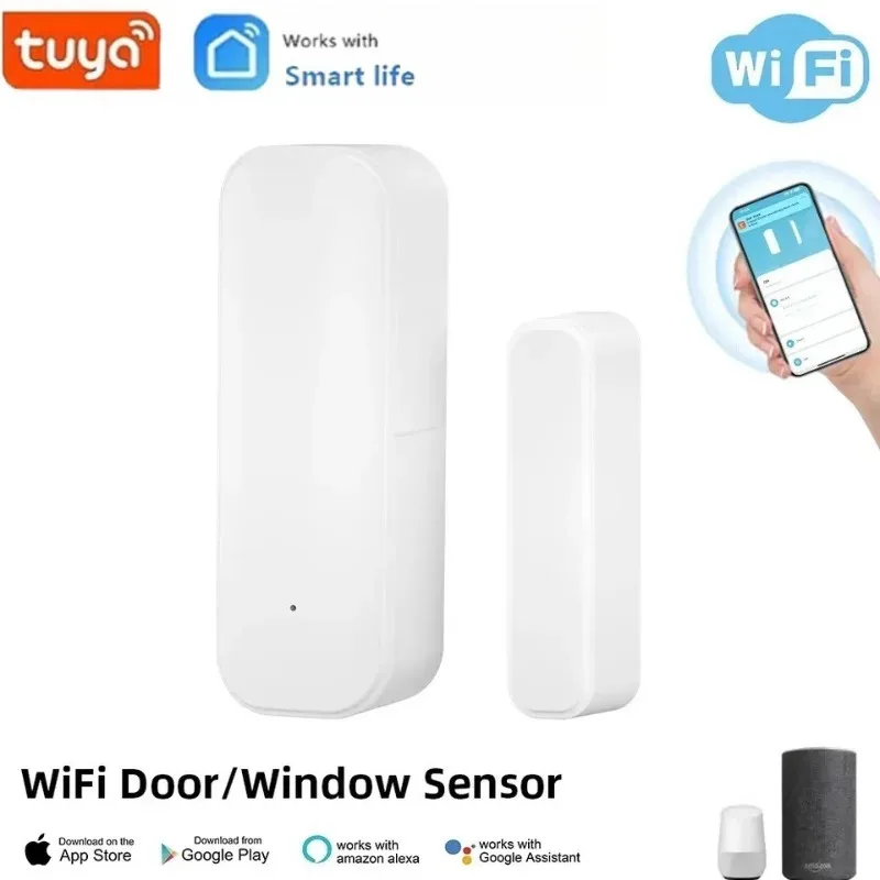 Tuya Smart WiFi Door Sensor Smart Home Open Close Detector App Control Notification Compatible with Alexa Google Home
