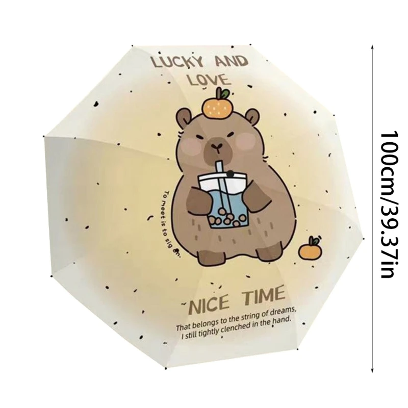 Parapluie portable pour le soleil pluie avec imprimé Capybara, poids légers résistants au soleil