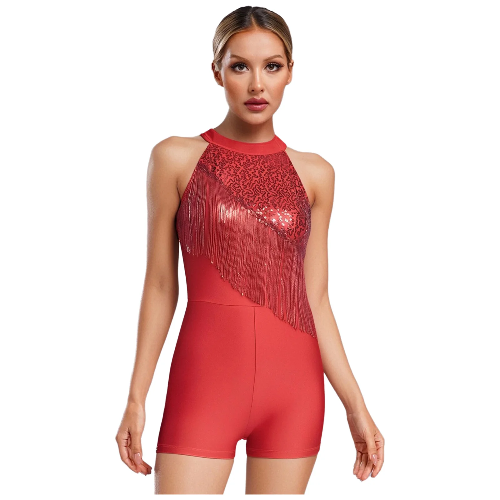 Abito body con nappe con strass per abiti da performance di danza jazz latina da donna Abiti da balletto samba tango con frange da sala da ballo