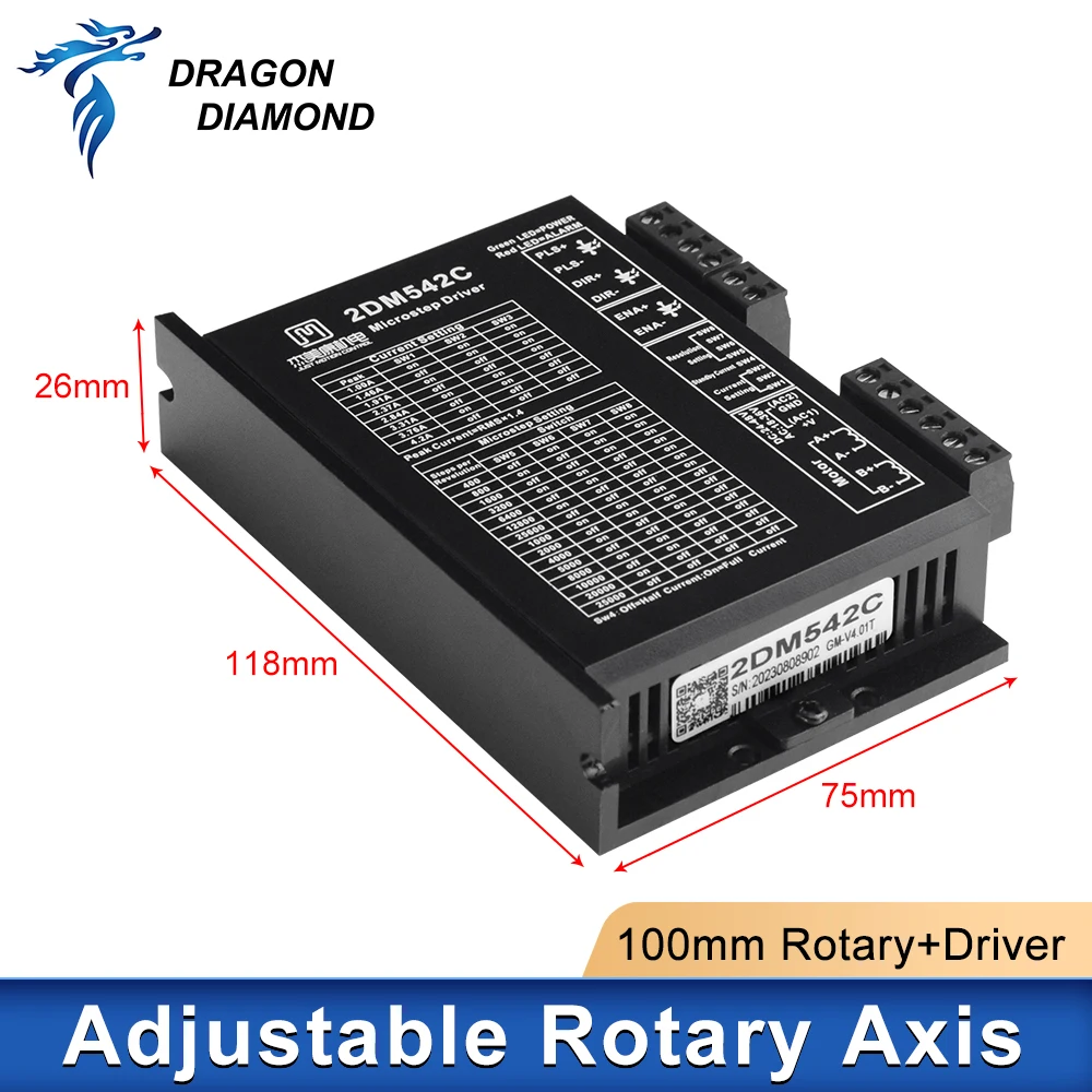 100 مللي متر دوارة + 2DM542C سائق جهاز مرفق تركيبات القابض ثلاثة تشاك محور توسيع دوار لآلة التعليم بليزر الألياف #4